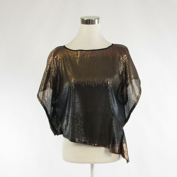 Light brown black VINCE CAMUTO sequin blouse XS - Picture 1 of 8